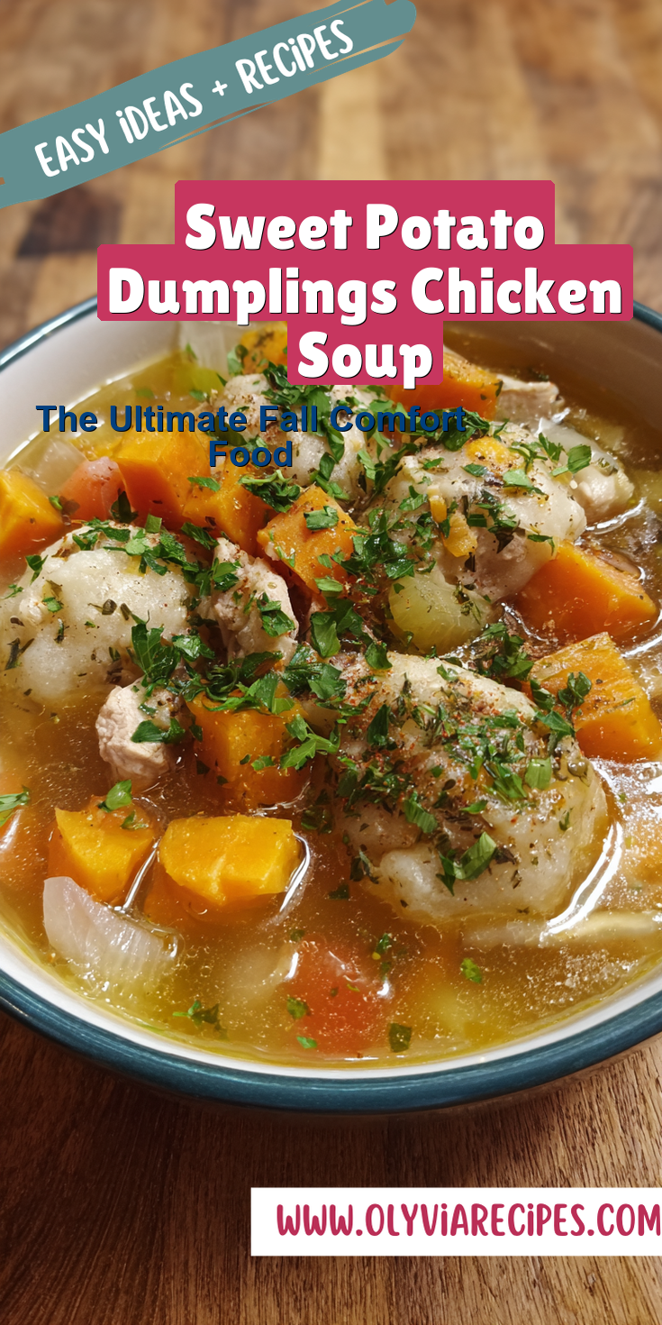 Sweet Potato Dumplings Chicken Soup served warm with cozy spices
