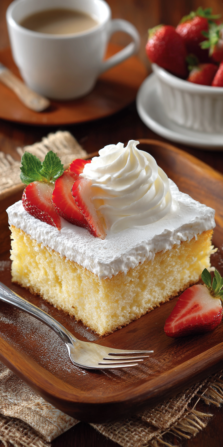Tres Leches Cake Authentic Dessert served warm with gentle spices and a cozy aroma
