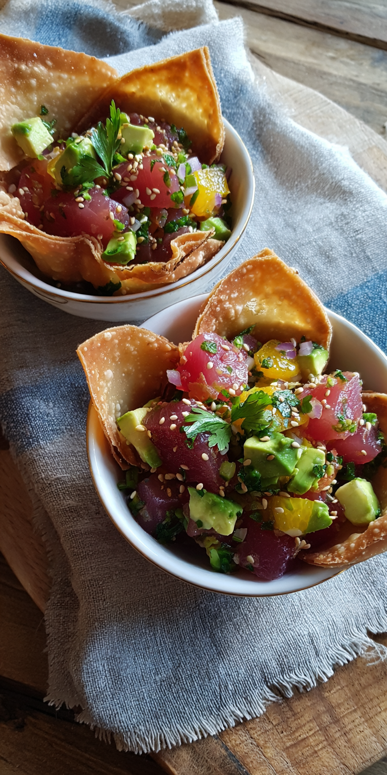 Tuna Tartare Raw Seafood Dishes served warm with cozy spices