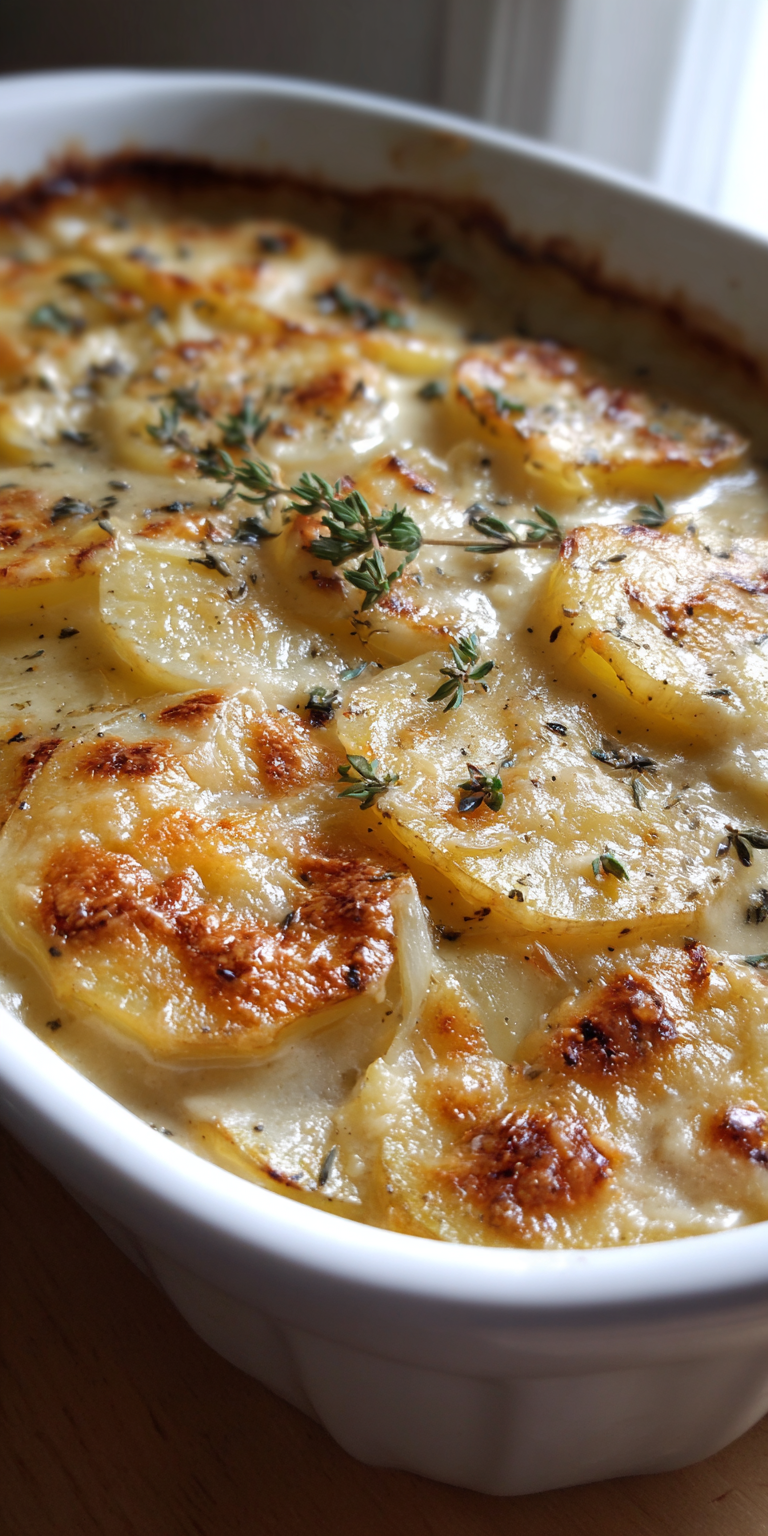 Vegan Dairy Free Scalloped Potatoes served warm with cozy spices