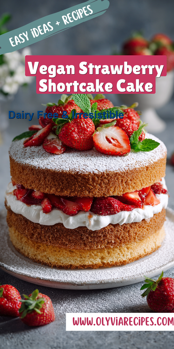 Vegan Strawberry Shortcake Cake served warm with cozy spices
