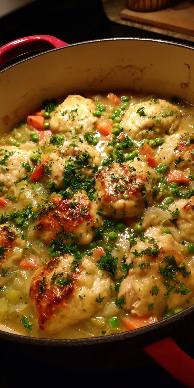 Vegetable Loaded Chicken And Dumplings served warm with cozy spices