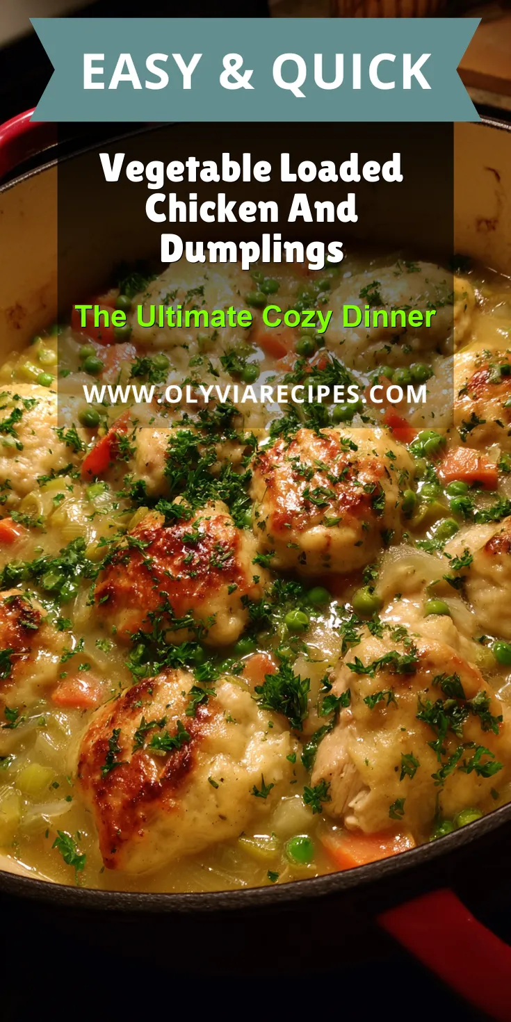 Vegetable Loaded Chicken And Dumplings served warm with cozy spices