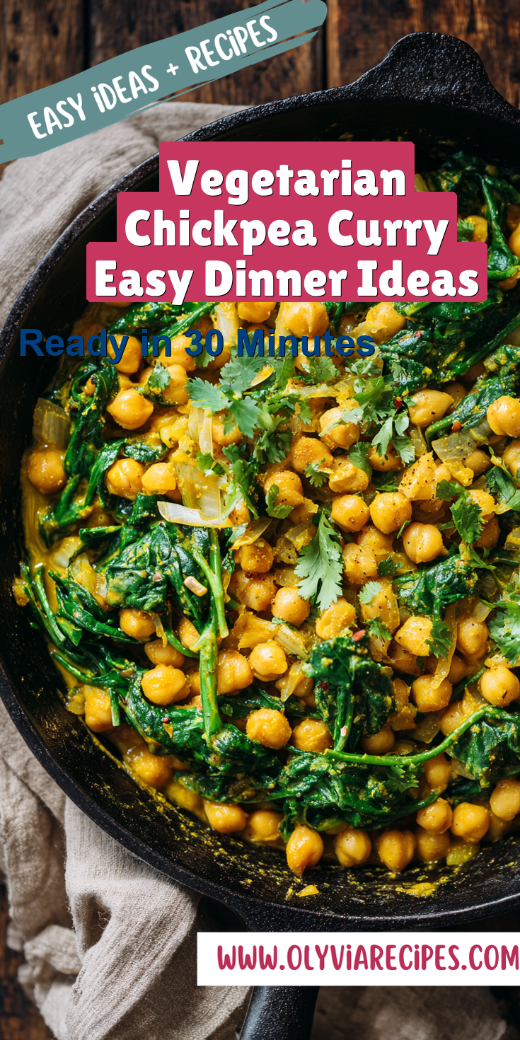 Vegetarian Chickpea Curry Easy Dinner Ideas served warm with cozy spices
