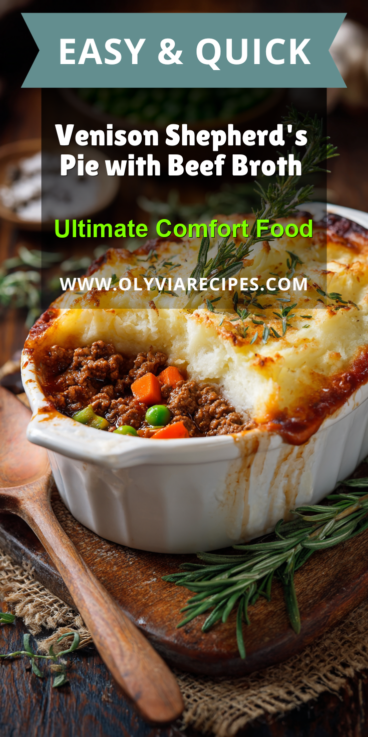 Venison Shepherd's Pie with Beef Broth served warm with cozy spices