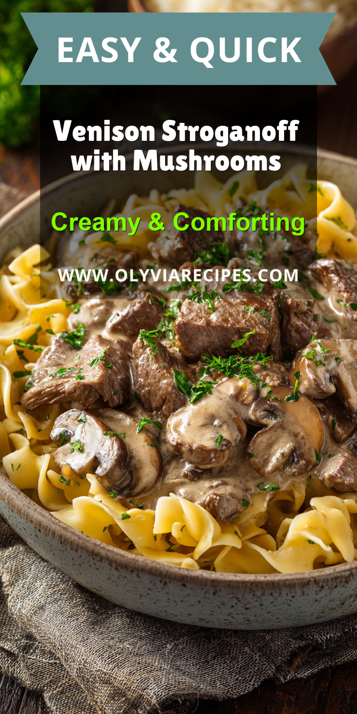 Venison Stroganoff with Mushrooms served warm with cozy spices