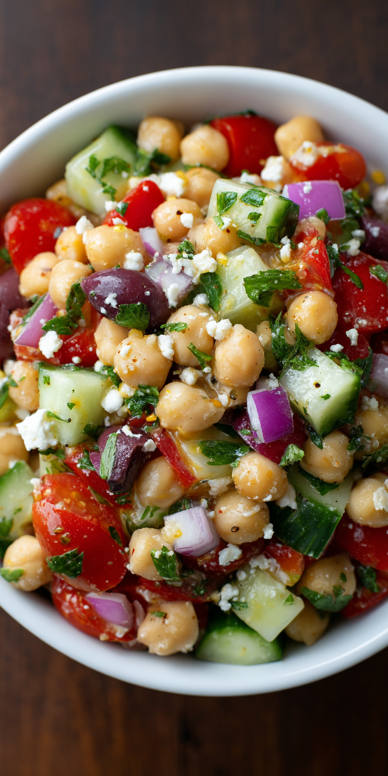 Viral Chopped Mediterranean Chickpea Salad served warm with cozy spices