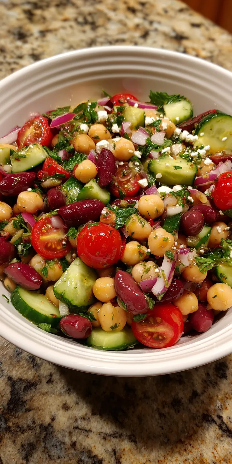 Viral Dense Bean Mediterranean Salad served warm with cozy spices